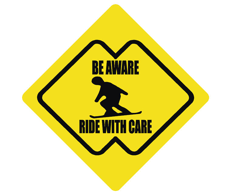 Snowboarding Be Aware Ride With Care Decal